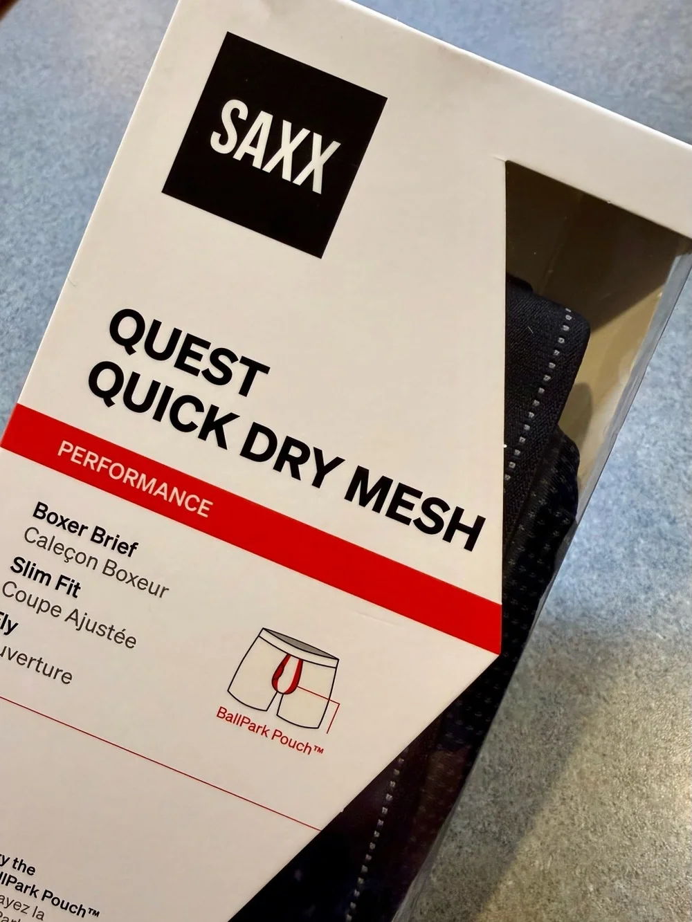 Saxx Men's Quest Quick Dry Mesh Boxer Brief XL Dark Blue
